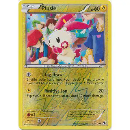 Pokemon Black & White Legendary Treasures Reverse Holo Plusle #47 [Lightly Played]