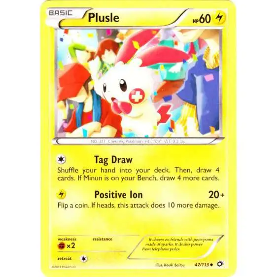 Pokemon Black & White Legendary Treasures Uncommon Plusle #47 [Reverse Holo]