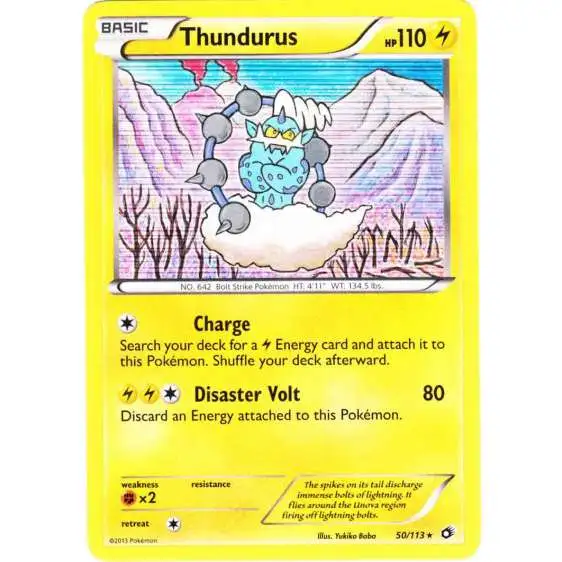 Pokemon Black & White Legendary Treasures Rare Holo Thundurus #50