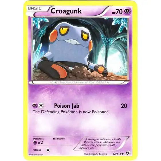 Pokemon Black & White Legendary Treasures Common Croagunk #62 [Reverse Holo]