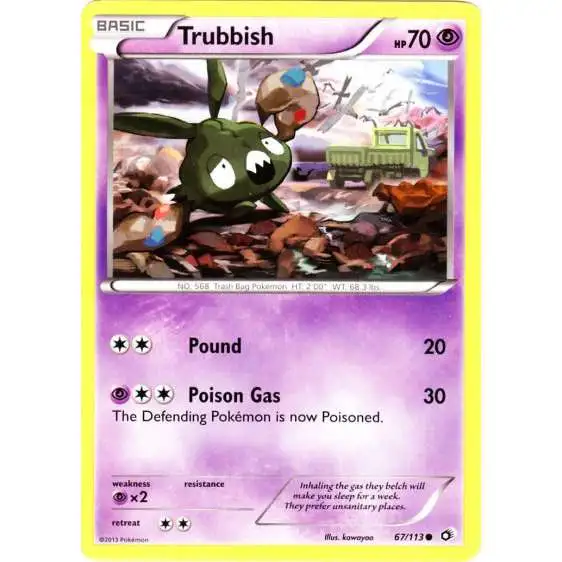 Pokemon Black & White Legendary Treasures Common Trubbish #67 [Reverse Holo]