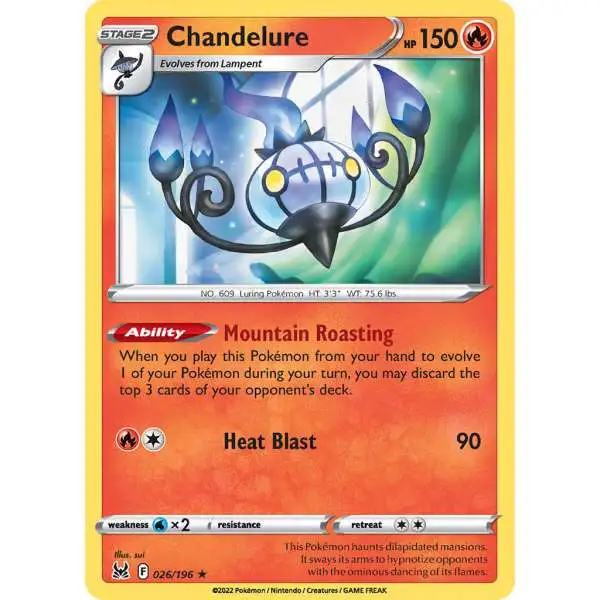 Pokemon Trading Card Game Lost Origin Holo Rare Chandelure #26