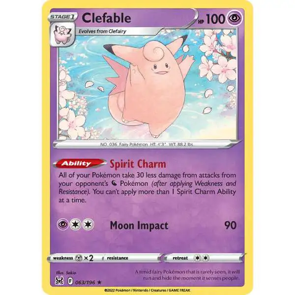 Pokemon Trading Card Game Lost Origin Rare Clefable #63