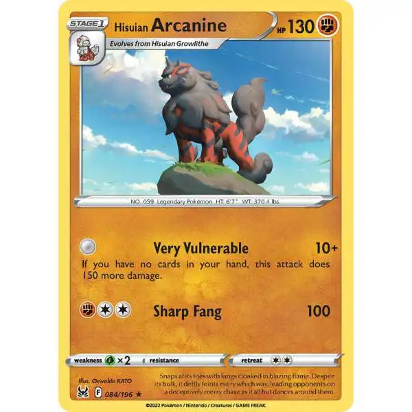 Pokemon Trading Card Game Lost Origin Holo Rare Hisuian Arcanine #84