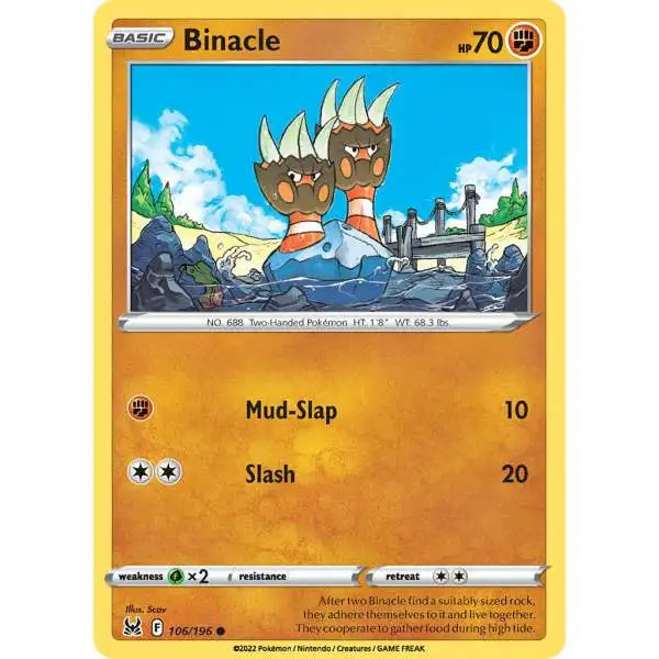 Pokemon Trading Card Game Lost Origin Common Binacle #106