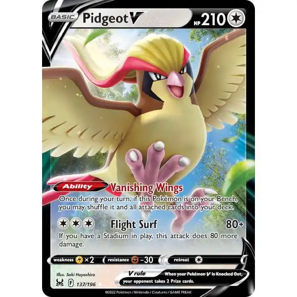 Pokemon Trading Card Game Lost Origin Ultra Rare Pidgeot V #137