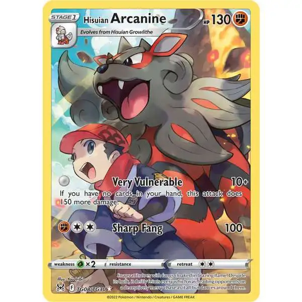 Pokemon Trading Card Game Lost Origin Ultra Rare Hisuian Arcanine TG08 [Trainer Gallery]