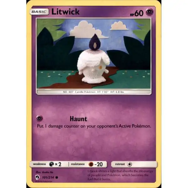 Pokemon Trading Card Game Sun & Moon Lost Thunder Common Litwick #101