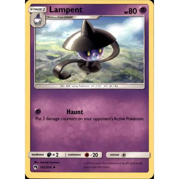 Pokemon Trading Card Game Sun & Moon Lost Thunder Uncommon Lampent #102