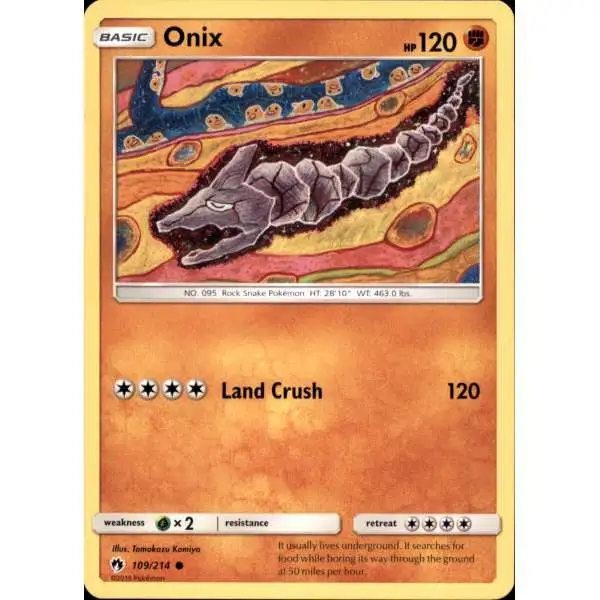 Pokemon Trading Card Game Sun & Moon Lost Thunder Common Onix #109