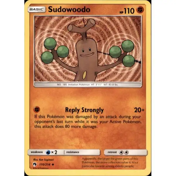 Pokemon Trading Card Game Sun & Moon Lost Thunder Uncommon Sudowoodo #110