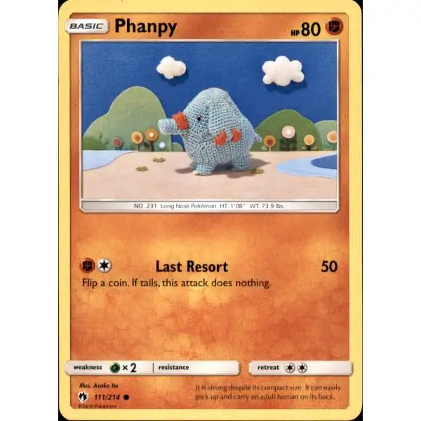 Pokemon Trading Card Game Sun & Moon Lost Thunder Common Phanpy #111