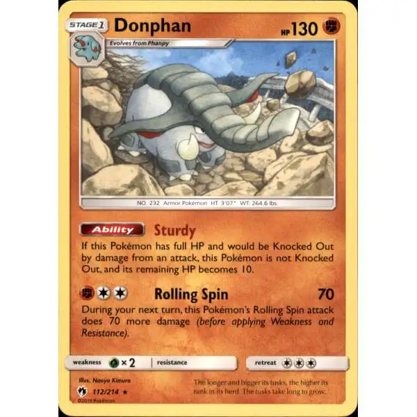 Pokemon Trading Card Game Sun & Moon Lost Thunder Rare Donphan #112