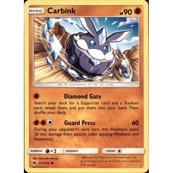 Pokemon Trading Card Game Sun & Moon Lost Thunder Common Carbink #117