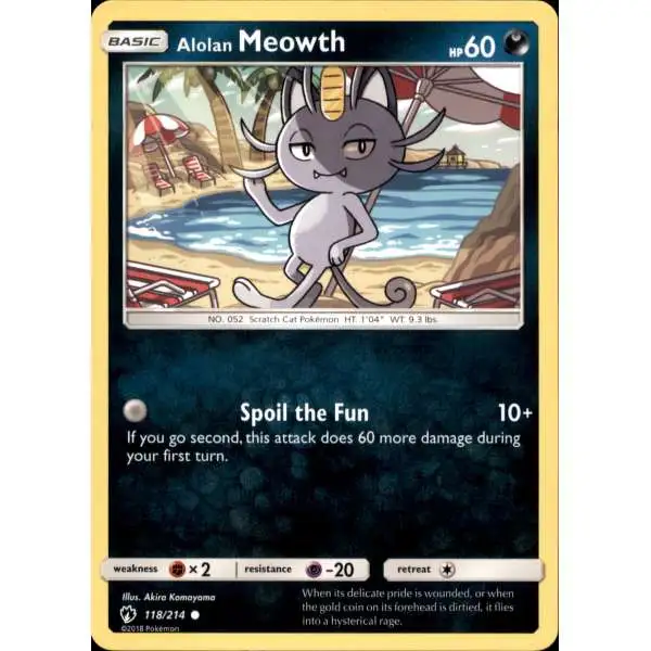 Pokemon Trading Card Game Sun & Moon Lost Thunder Common Alolan Meowth #118