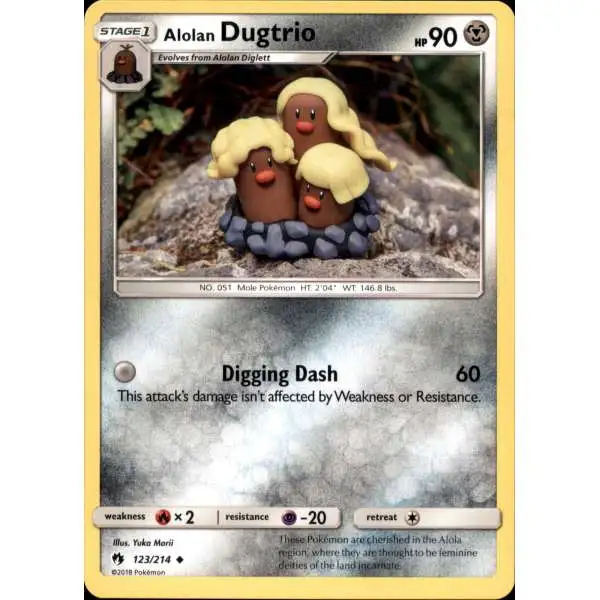 Pokemon Trading Card Game Sun & Moon Lost Thunder Uncommon Alolan Dugtrio #123
