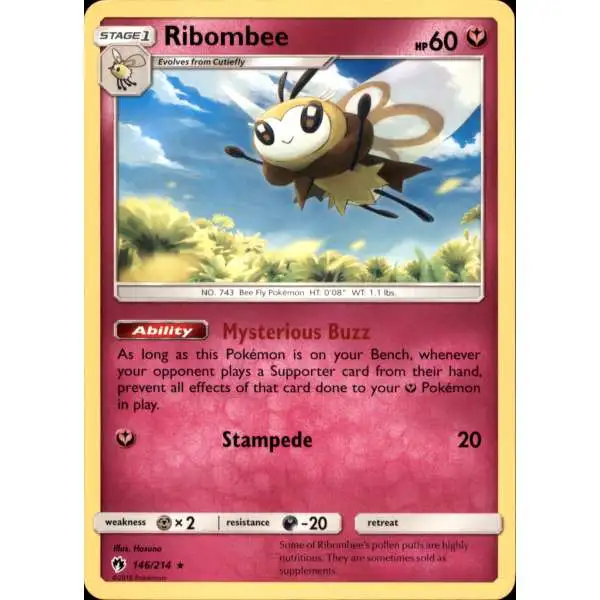 Pokemon Trading Card Game Sun & Moon Lost Thunder Rare Ribombee #146