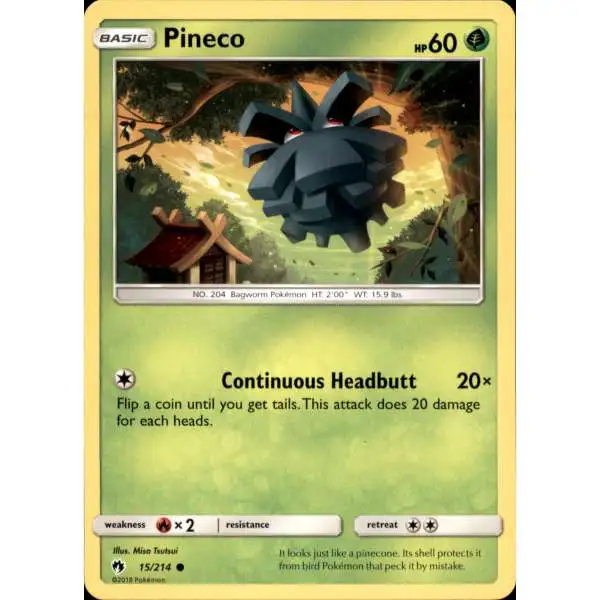 Pokemon Trading Card Game Sun & Moon Lost Thunder Common Pineco #15