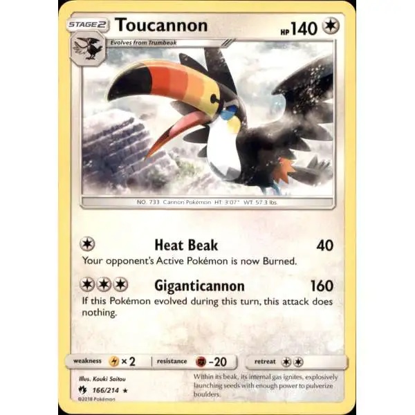 Pokemon Trading Card Game Sun & Moon Lost Thunder Rare Toucannon #166