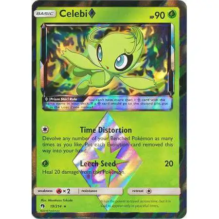 Pokemon Trading Card Game Sun & Moon Lost Thunder Rare Holo Celebi Prism Star #19