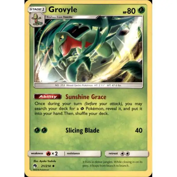 Pokemon Trading Card Game Sun & Moon Lost Thunder Uncommon Grovyle #21