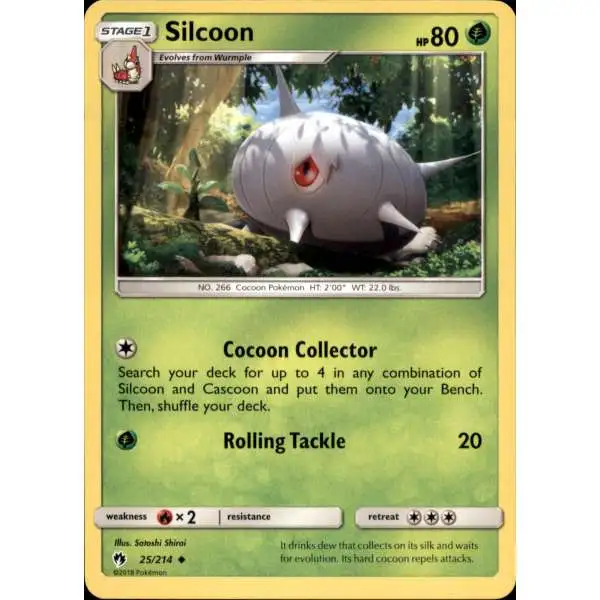Pokemon Trading Card Game Sun & Moon Lost Thunder Uncommon Silcoon #25