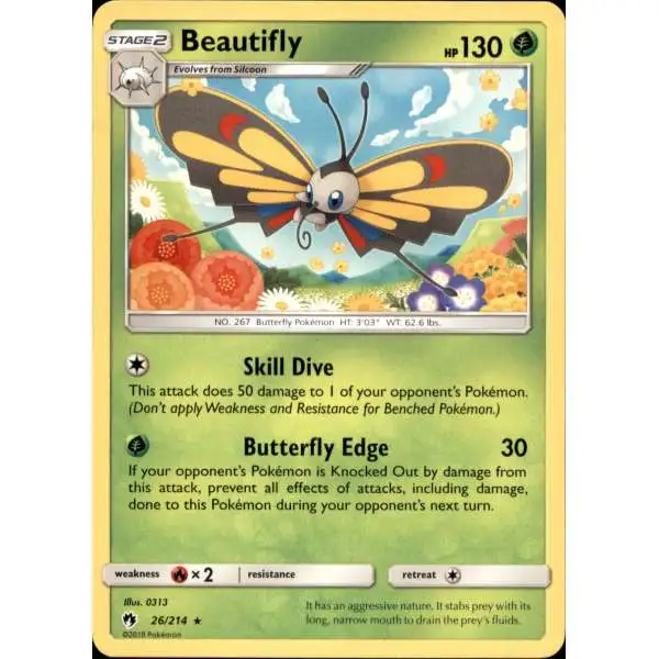 Pokemon Trading Card Game Sun & Moon Lost Thunder Rare Beautifly #26