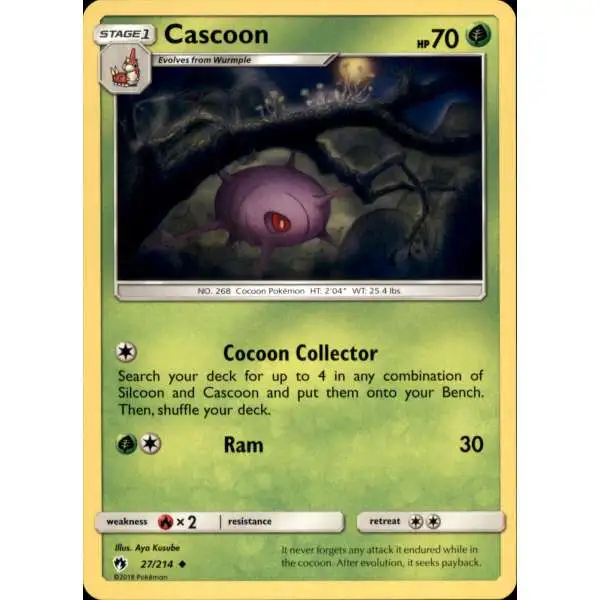 Pokemon Trading Card Game Sun & Moon Lost Thunder Uncommon Cascoon #27