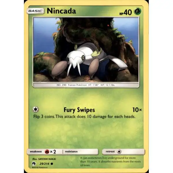 Pokemon Trading Card Game Sun & Moon Lost Thunder Common Nincada #29