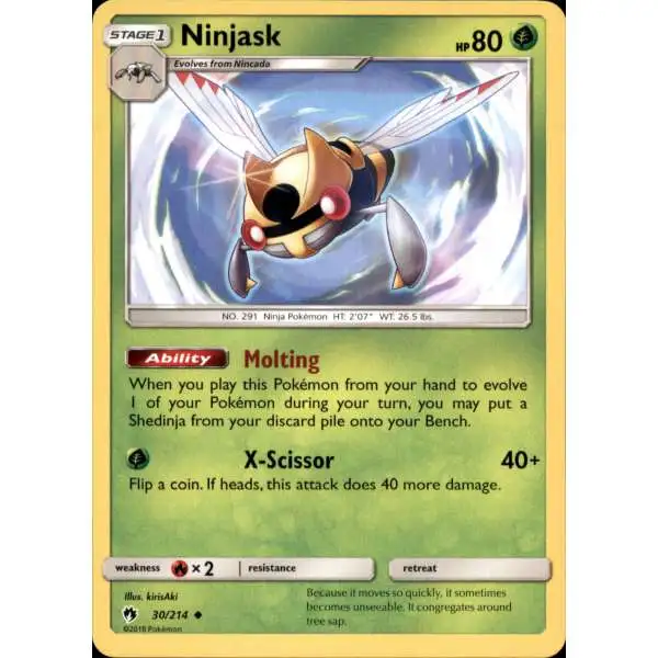 Pokemon Trading Card Game Sun & Moon Lost Thunder Uncommon Ninjask #30