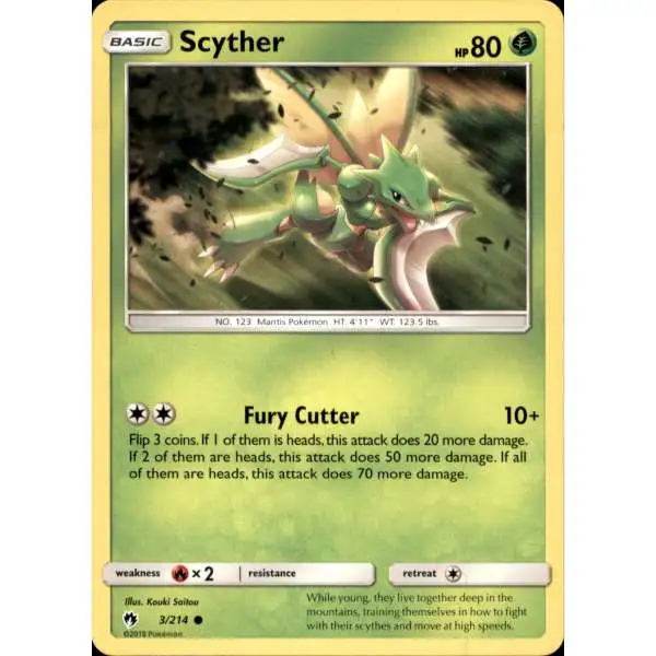 Pokemon Trading Card Game Sun & Moon Lost Thunder Common Scyther #3 [Reverse Holo]