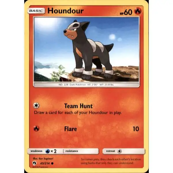 Pokemon Trading Card Game Sun & Moon Lost Thunder Common Houndour #45