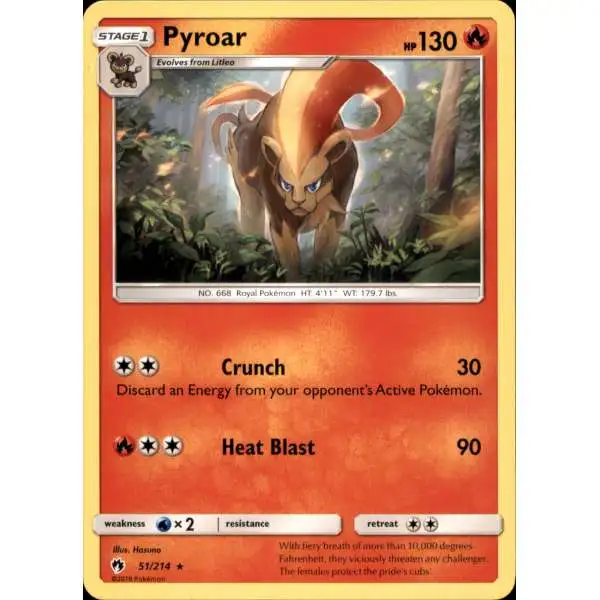 Pokemon Trading Card Game Sun & Moon Lost Thunder Rare Pyroar #51