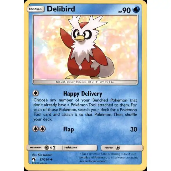 Pokemon Trading Card Game Sun & Moon Lost Thunder Uncommon Delibird #57