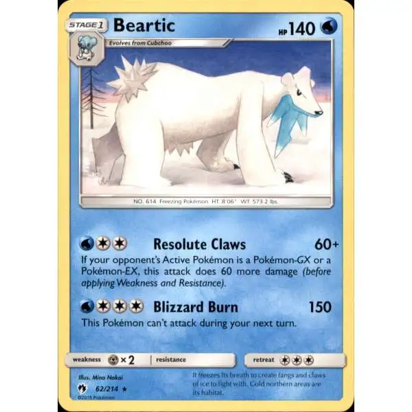 Pokemon Trading Card Game Sun & Moon Lost Thunder Rare Beartic #62