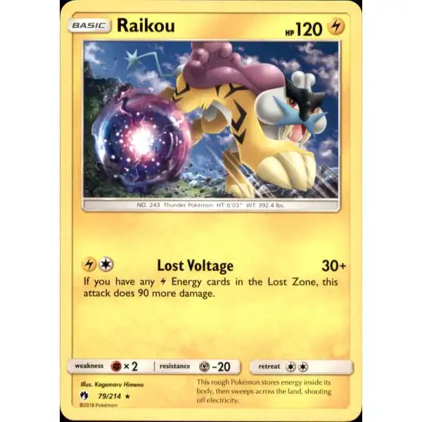 Pokemon Trading Card Game Sun & Moon Lost Thunder Rare Raikou #79