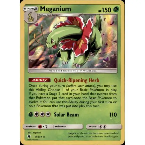 Pokemon Trading Card Game Sun & Moon Lost Thunder Holo Rare Meganium #8