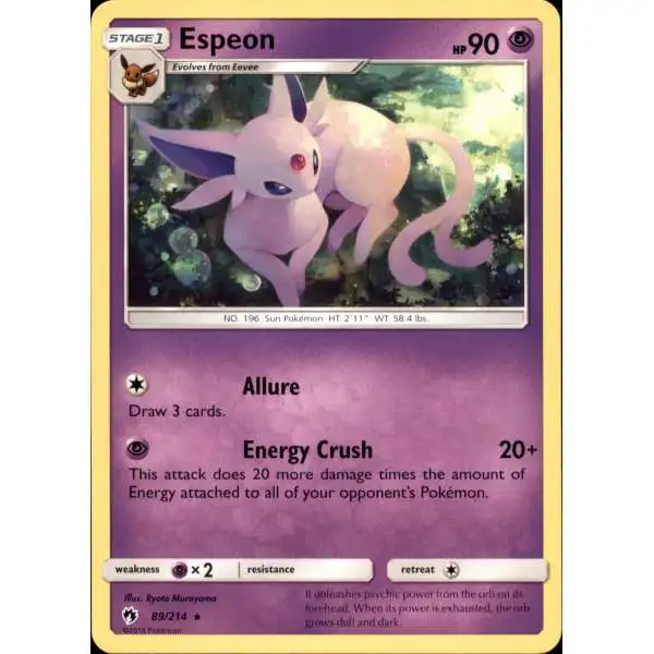 Pokemon Trading Card Game Sun & Moon Lost Thunder Rare Espeon #89