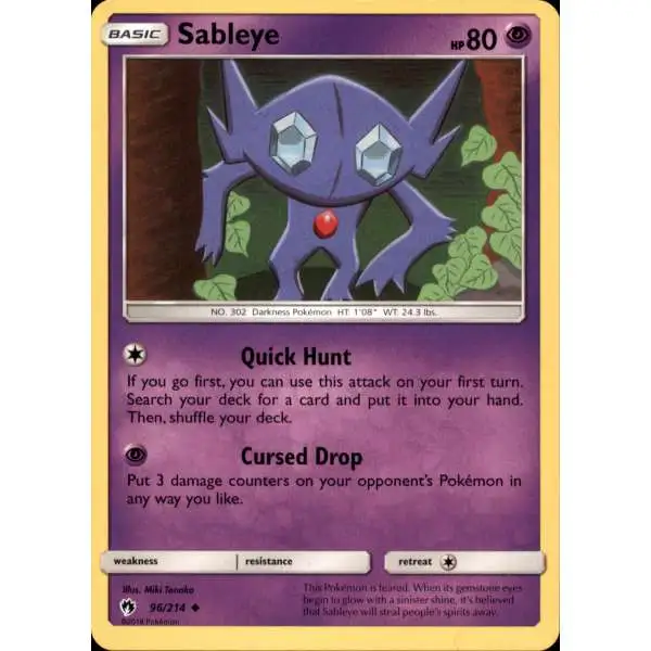 Pokemon Trading Card Game Sun & Moon Lost Thunder Uncommon Sableye #96
