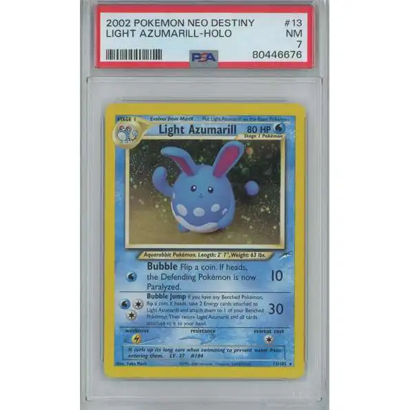 Pokemon Neo Destiny Light Azumarill Rare Holo Graded Card #13 [PSA 7]