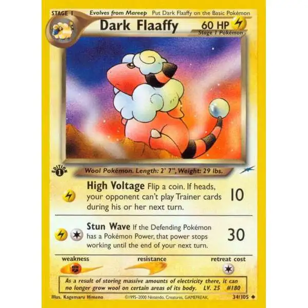 Pokemon Neo Destiny Uncommon Dark Flaaffy #34 [1st Edition - Lightly Played] [Lightly Played]