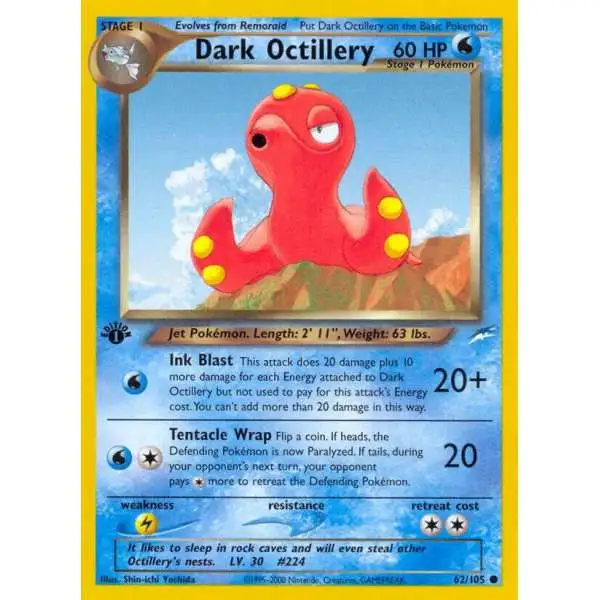 Pokemon Neo Destiny Common Dark Octillery #62 [1st Edition] [Lightly Played]