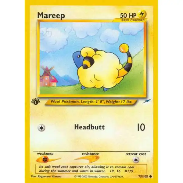 Pokemon Neo Destiny Common Mareep #75 [1st Edition - NM/LP]