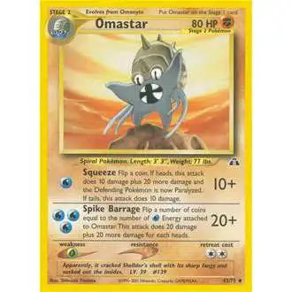 Pokemon Neo Discovery Uncommon Omastar #43 [Moderately Played]