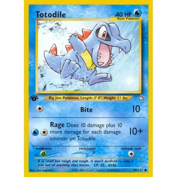 Pokemon Neo Genesis Common Totodile #80 [First Edition - Heavily Played] [Heavily Played]