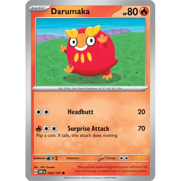 Pokemon Trading Card Game Obsidian Flames Common Darumaka #34