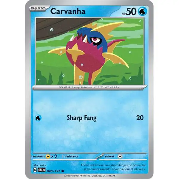 Pokemon Trading Card Game Obsidian Flames Common Carvanha #46