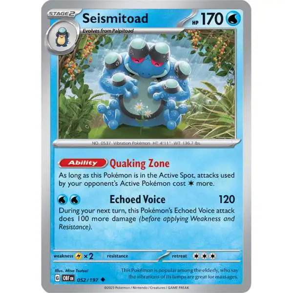Pokemon Trading Card Game Obsidian Flames Uncommon Seismitoad #52