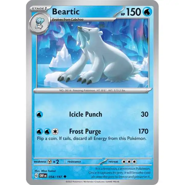 Pokemon Trading Card Game Obsidian Flames Uncommon Beartic #54