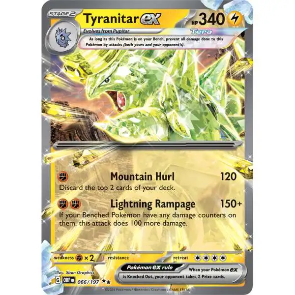 Pokemon Trading Card Game Obsidian Flames Double Rare Tyranitar ex #66